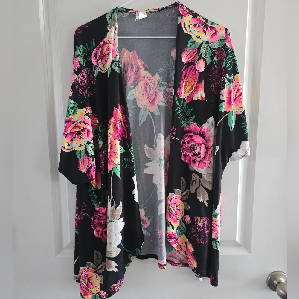 Now And Forever Floral Black Cardigan Kimono
